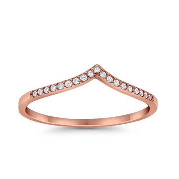 Eternity Wedding Band Ring Rose Tone, Simulated CZ 925 Sterling Silver